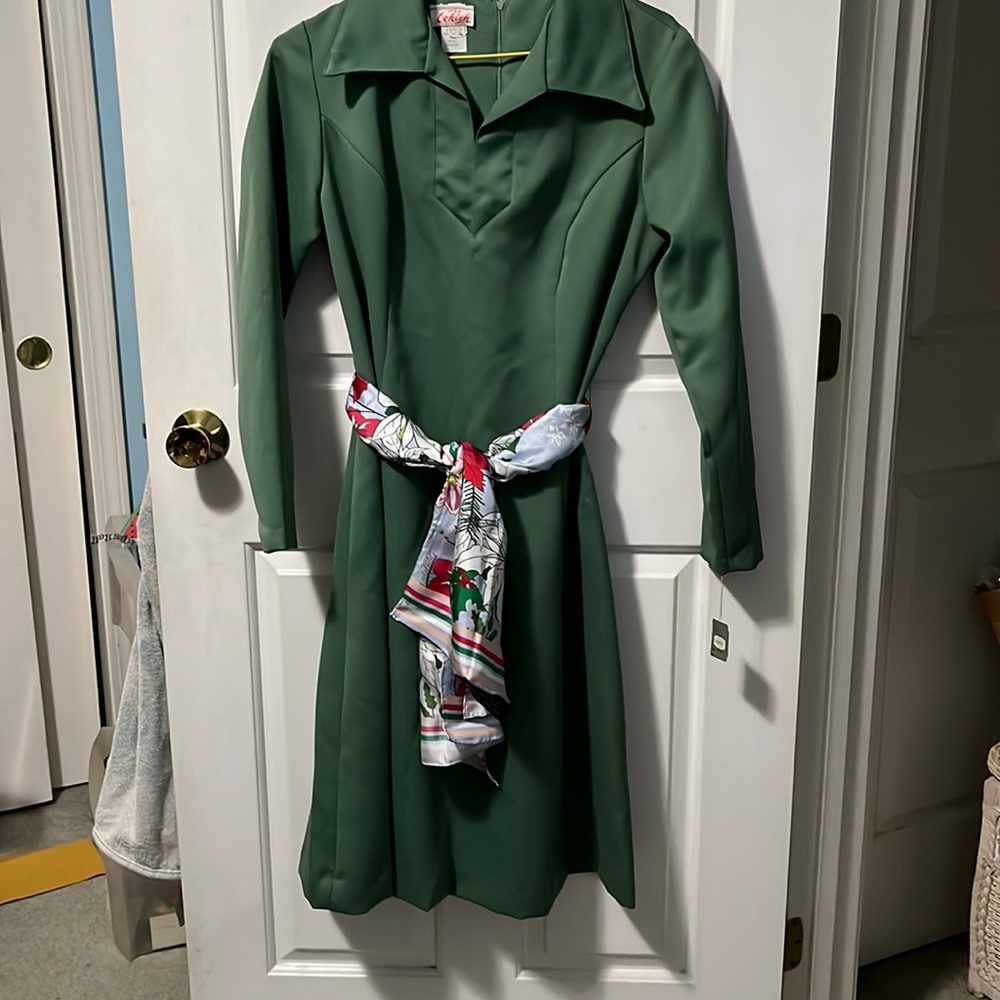 Vintage It’s A Lehigh 1970’s Dress W it’s Original Tags Size 14 Avocado Green.